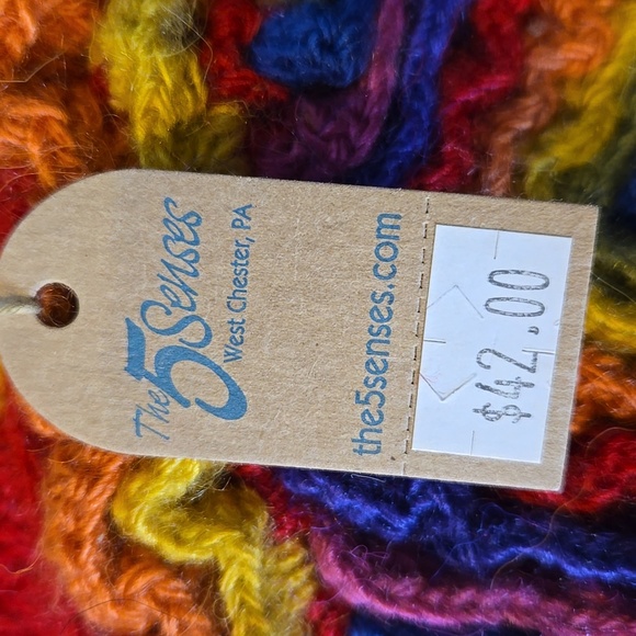 NWT The 5 Senses Unique Hand-Knit Multi-Colored Fingerless Gloves - Picture 2 of 5